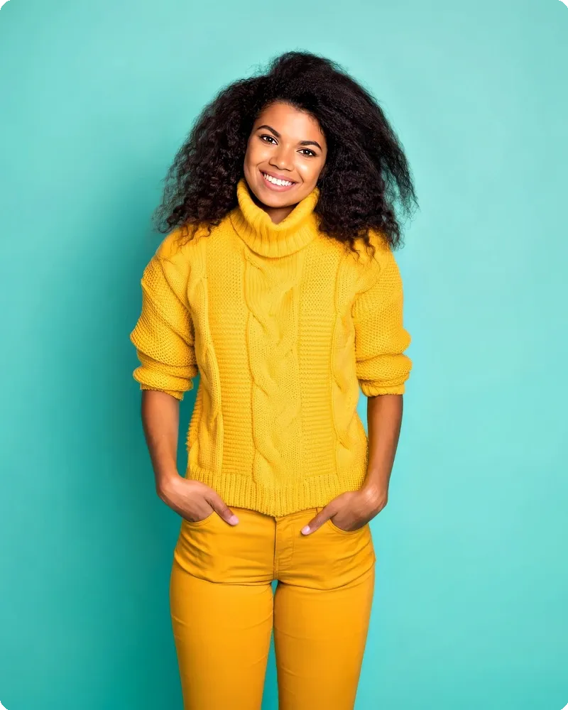Professional in tee or henley with brand-aligned backdrop, representing the Brand-Forward Casual mode