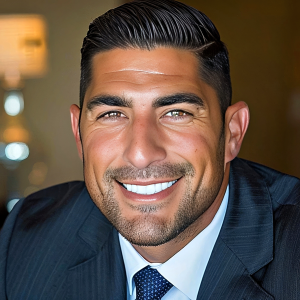 Real estate headshot example: Generic realtor portrait, real photo enhanced by AI