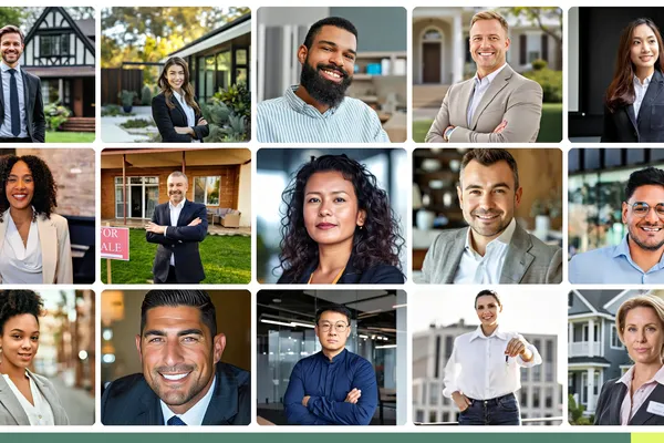 Balanced grid of professional real estate agent headshots showing consistent presentation across a diverse brokerage team