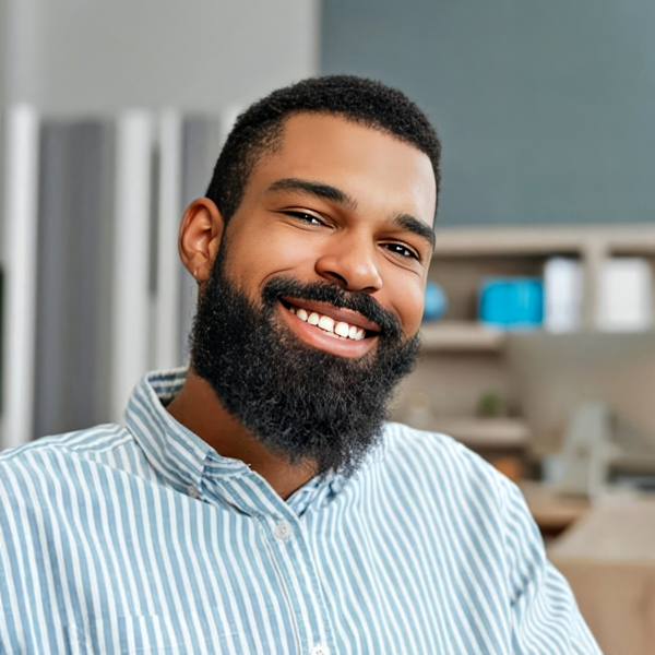Lawyer headshot example: Black man, real photo enhanced by AI