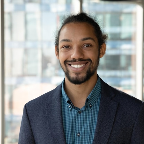 Lawyer headshot example: Black man, real photo enhanced by AI