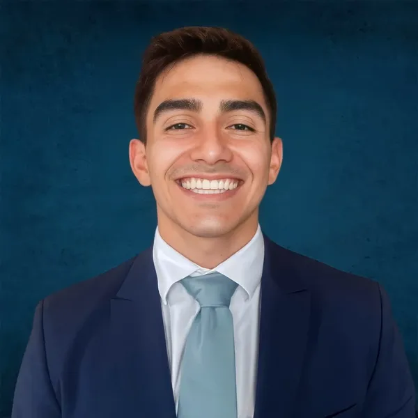 Corporate headshot example #7, real photo enhanced by AI