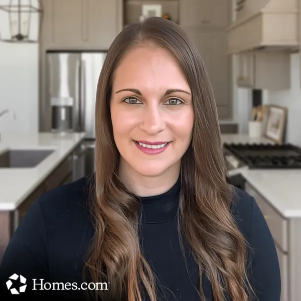 Real estate headshot example: placement mockup, real photo enhanced by AI