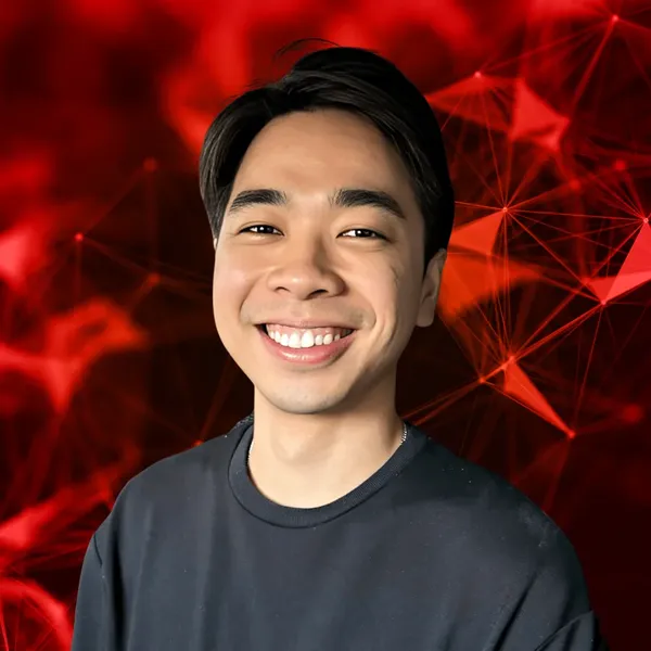 Corporate headshot example: placement mockup, real photo enhanced by AI