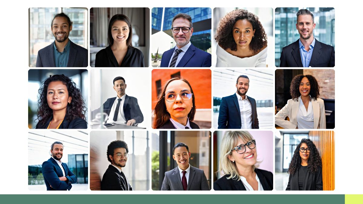 Balanced grid of professional lawyer headshots showing consistent style across a diverse firm