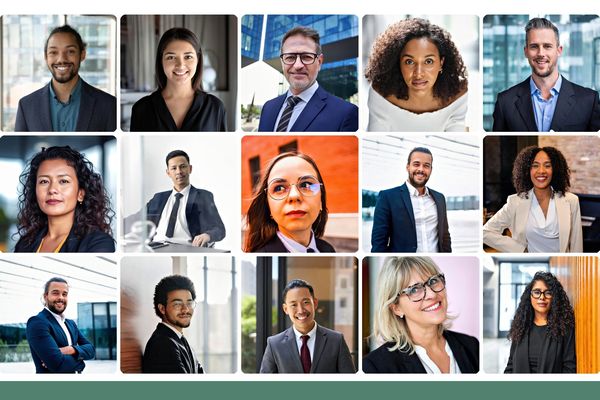 Balanced grid of professional lawyer headshots showing consistent style across a diverse firm
