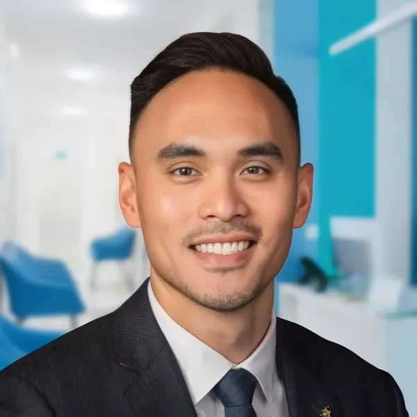 Lawyer headshot example #7, real photo enhanced by AI