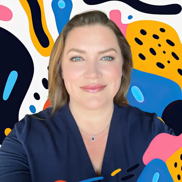 Creative headshot example: creative variation, real photo enhanced by AI