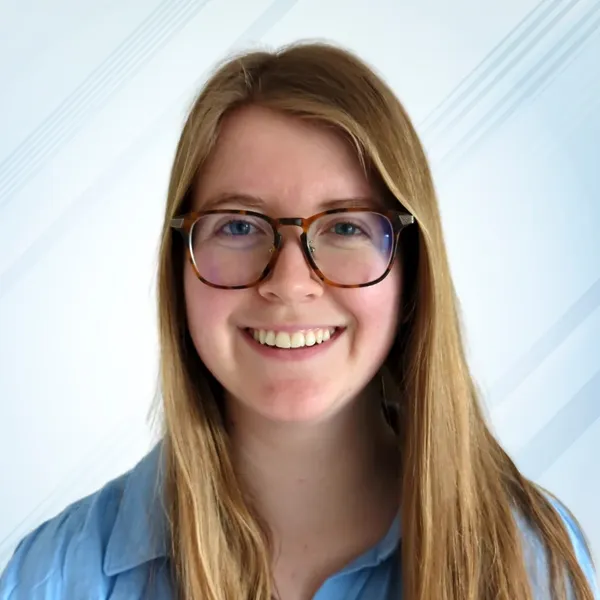 Corporate headshot example, real photo enhanced by AI