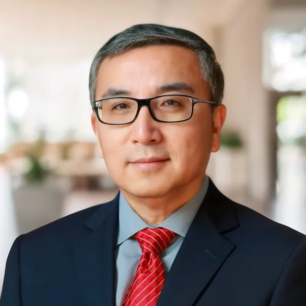Lawyer headshot example #12, real photo enhanced by AI