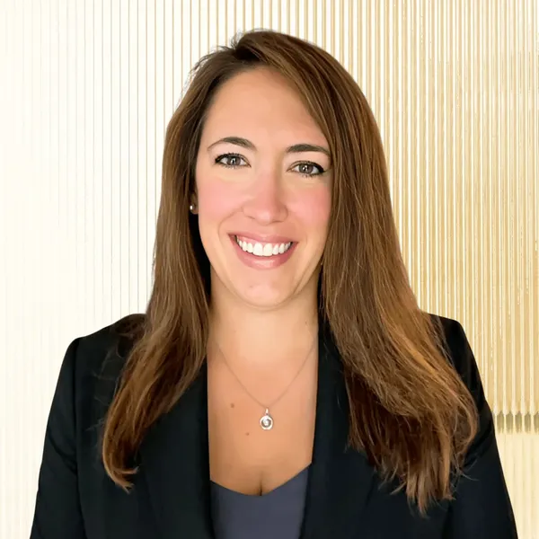 Corporate headshot example, real photo enhanced by AI