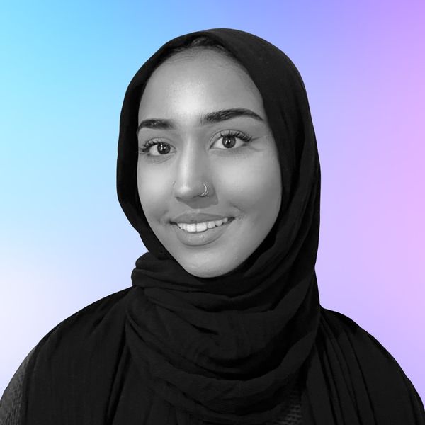 Corporate headshot example, real photo enhanced by AI