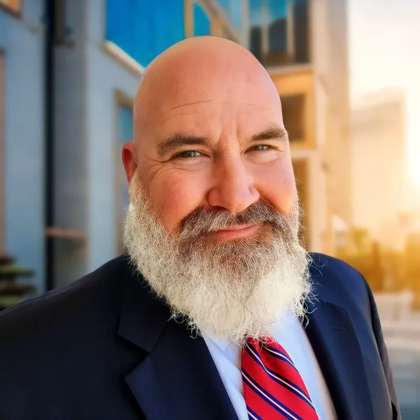 Lawyer headshot example #4, real photo enhanced by AI