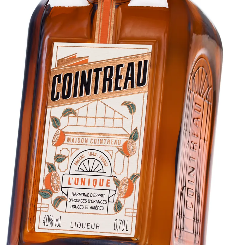 Detail view of the label the new Cointreau bottle