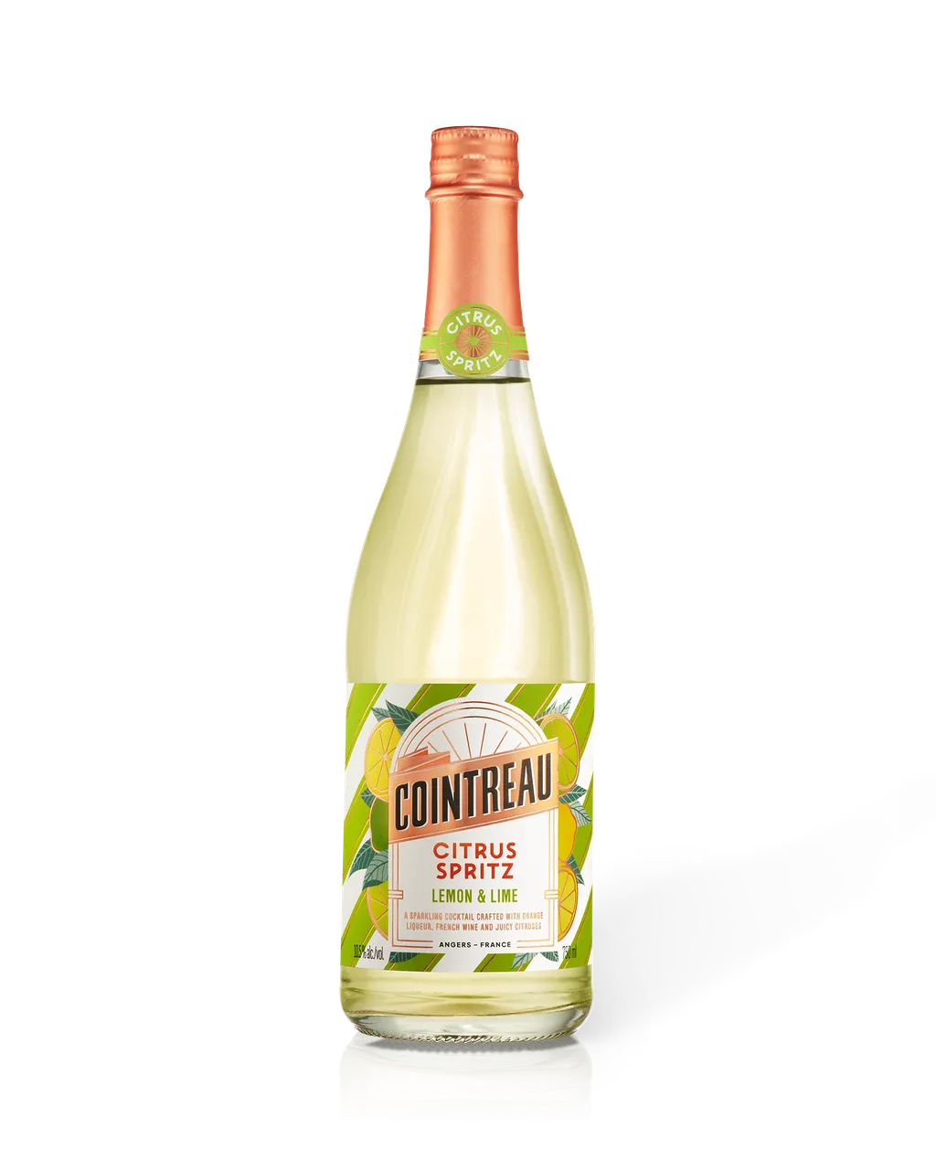 Cointreau Citrus Spritz Lemon & Lime bottle, product shot on white background.