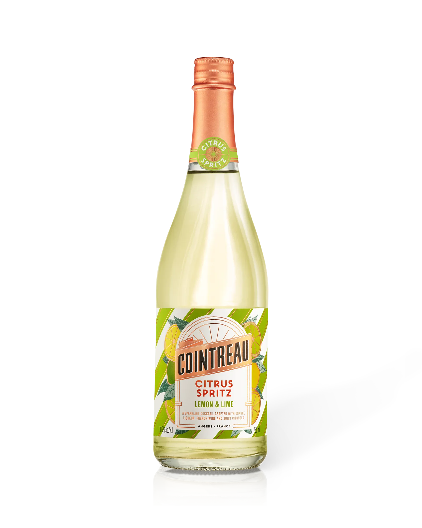Cointreau Citrus Spritz Lemon & Lime bottle, product shot on white background.
