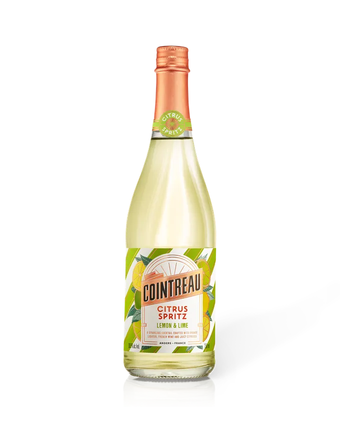 Cointreau Citrus Spritz Lemon & Lime bottle, product shot on white background.