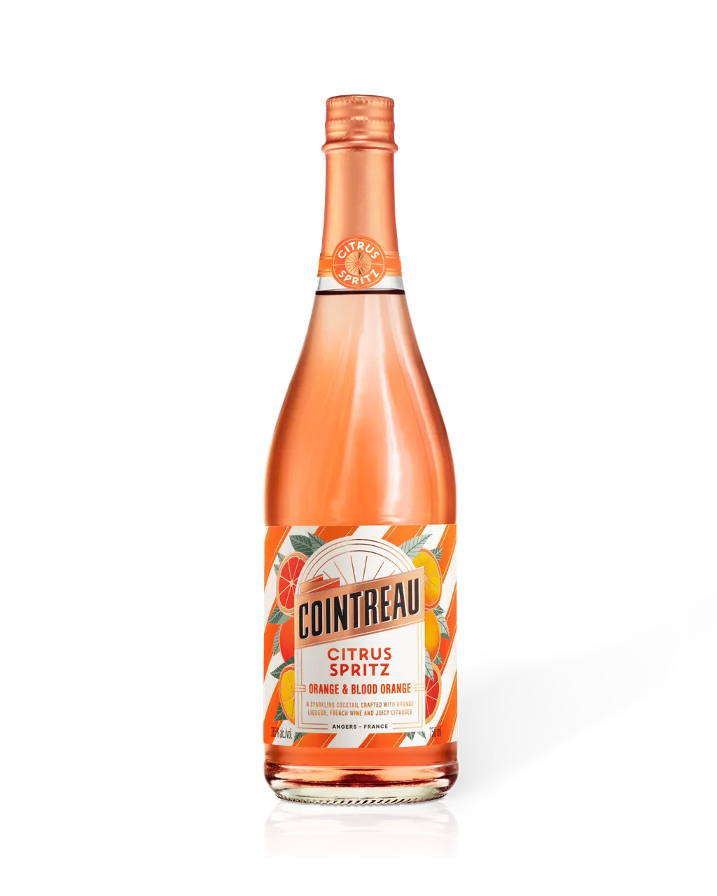 Cointreau Citrus Spritz Orange & Blood Orange bottle, product shot on white background.
