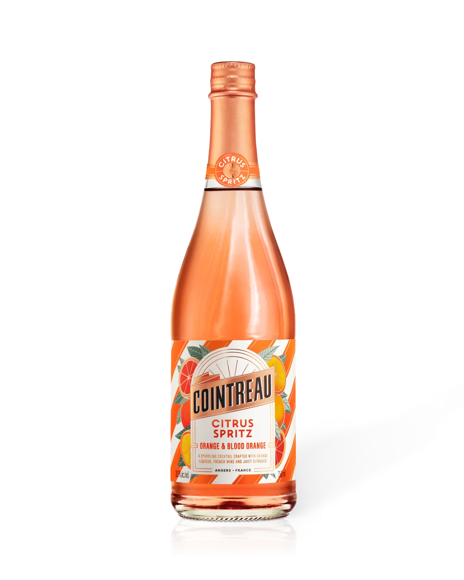 Cointreau Citrus Spritz Orange & Blood Orange bottle, product shot on white background.