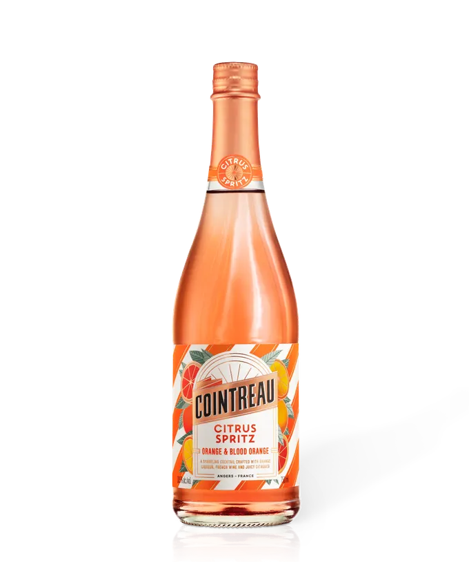 Cointreau Citrus Spritz Orange & Blood Orange bottle, product shot on white background.