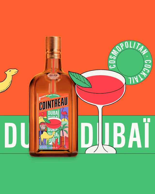 Colorful illustration of the Cointreau Key Cities Limited Edition Dubai