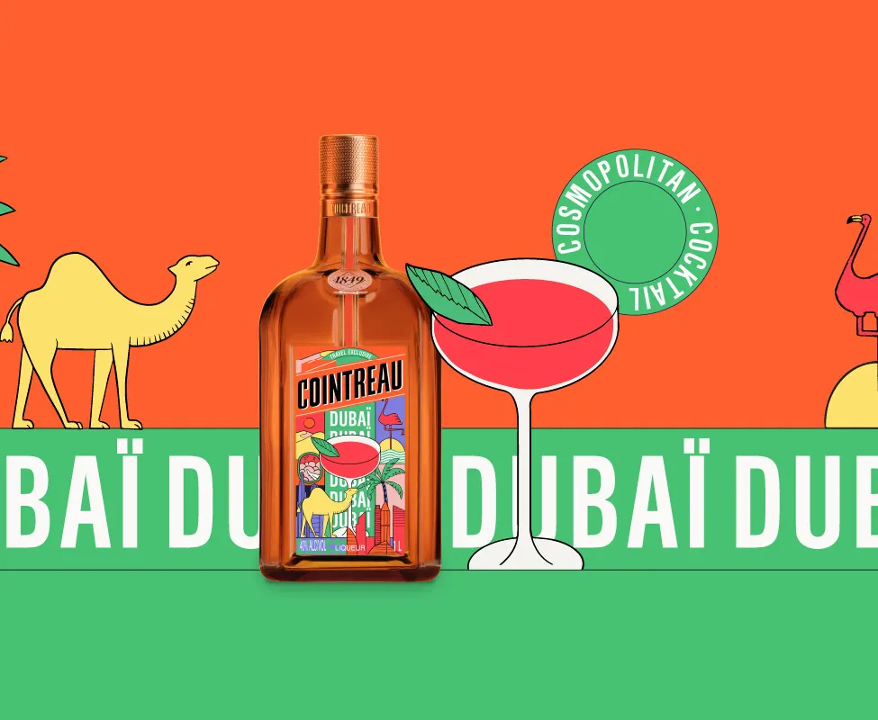 Colorful illustration of the Cointreau Key Cities Limited Edition Dubai