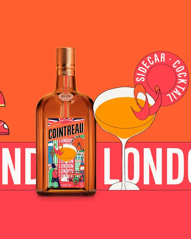 Colorful illustration of the Cointreau Key Cities Limited Edition London