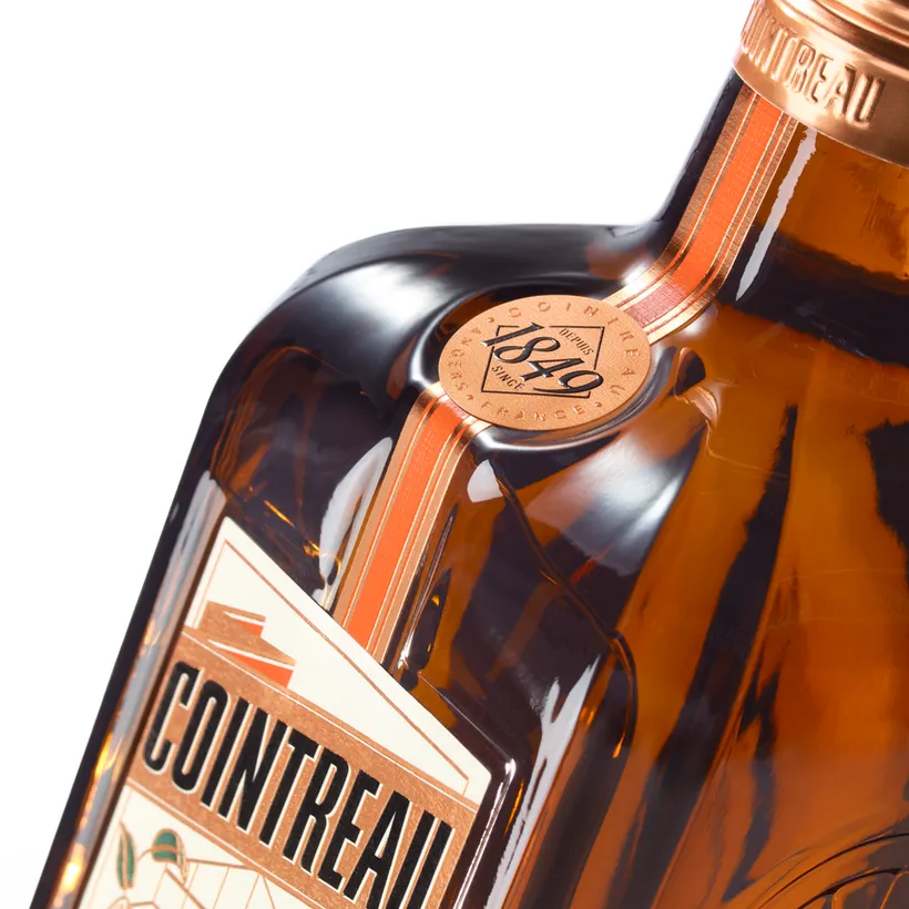 Detail view of the medallion of the new Cointreau bottle