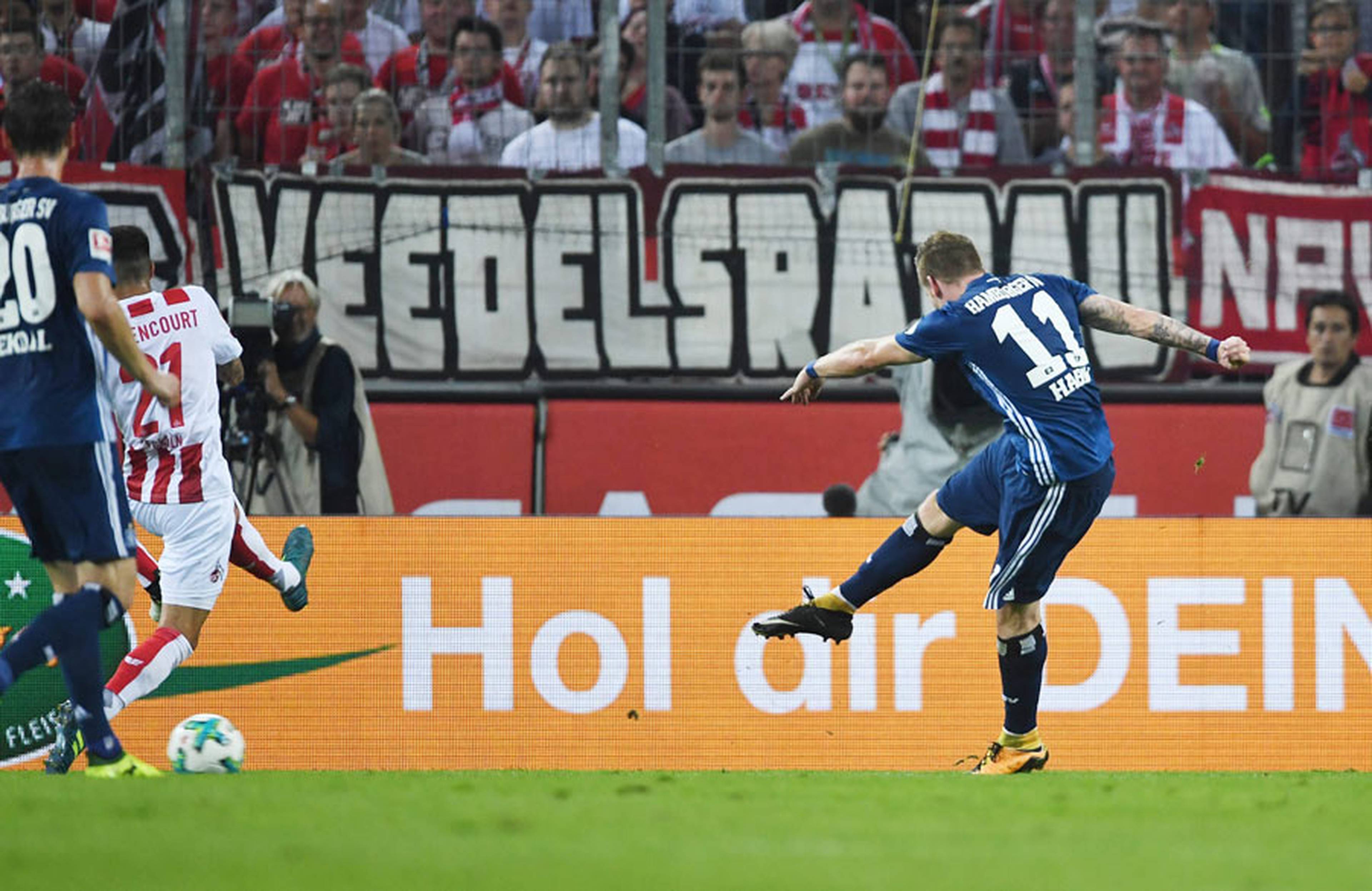 Delighted with his first goal for HSV: New signing Andre Hahn.