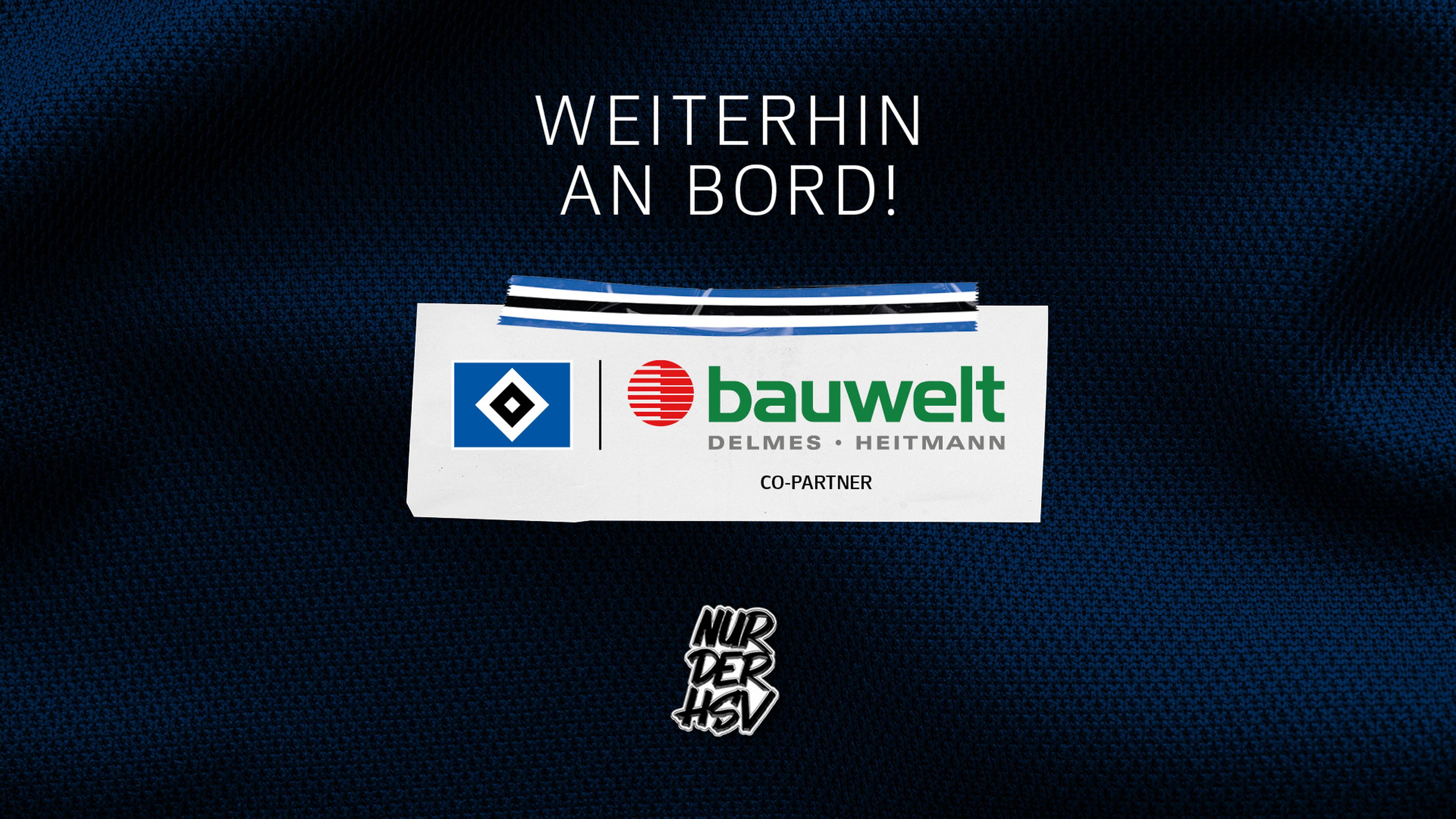 Logos von HSV und Bauwelt Delmes Heitmann auf einer Grafik.