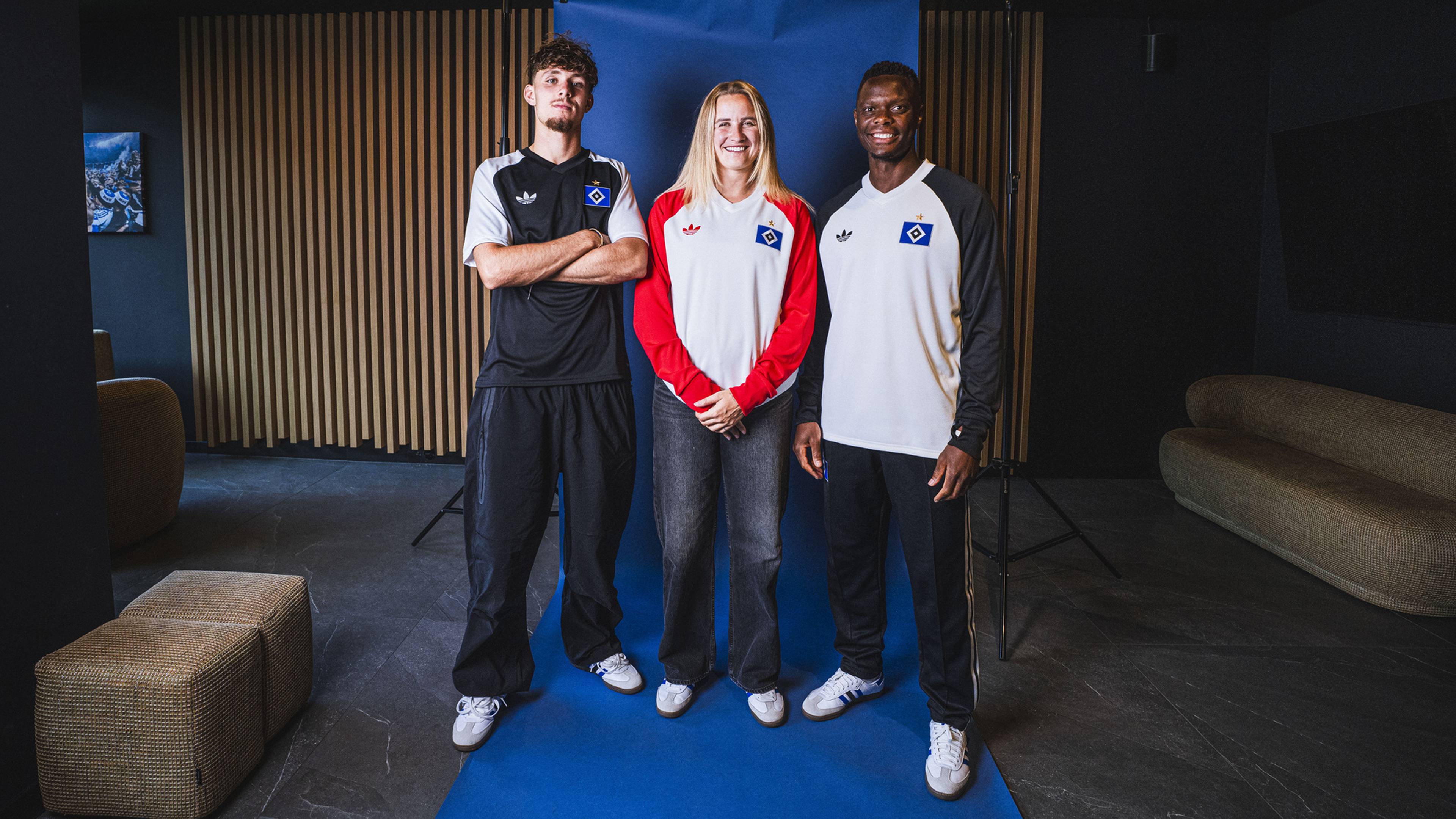 Otto Stange, Patson Daka und Nikola Karczewska präsentieren die adidas Originals-Kollektion
