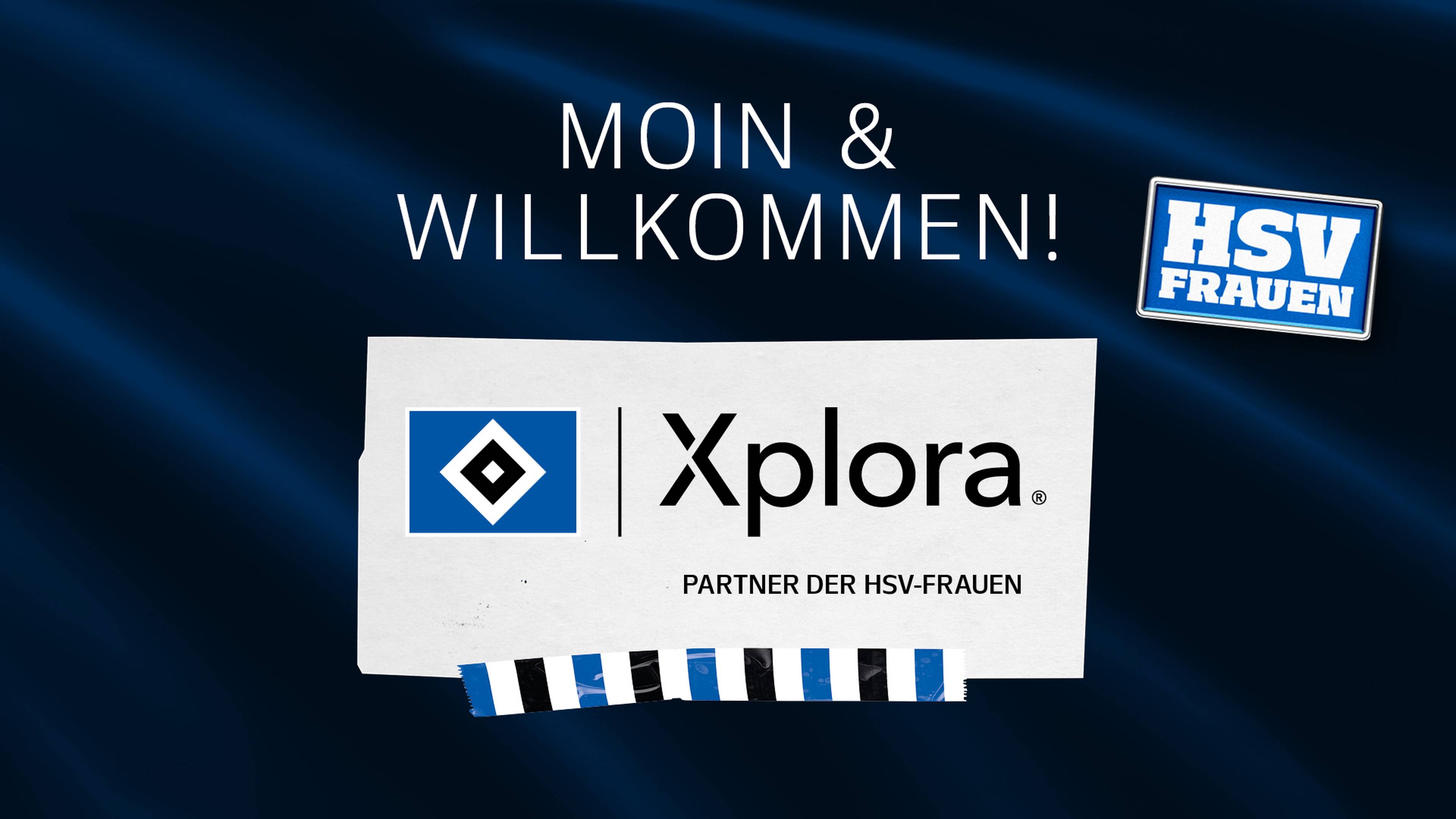 Eine Grafik, auf der verkündet wird, dass die Firma Xplora Partner der HSV-Frauen wird.