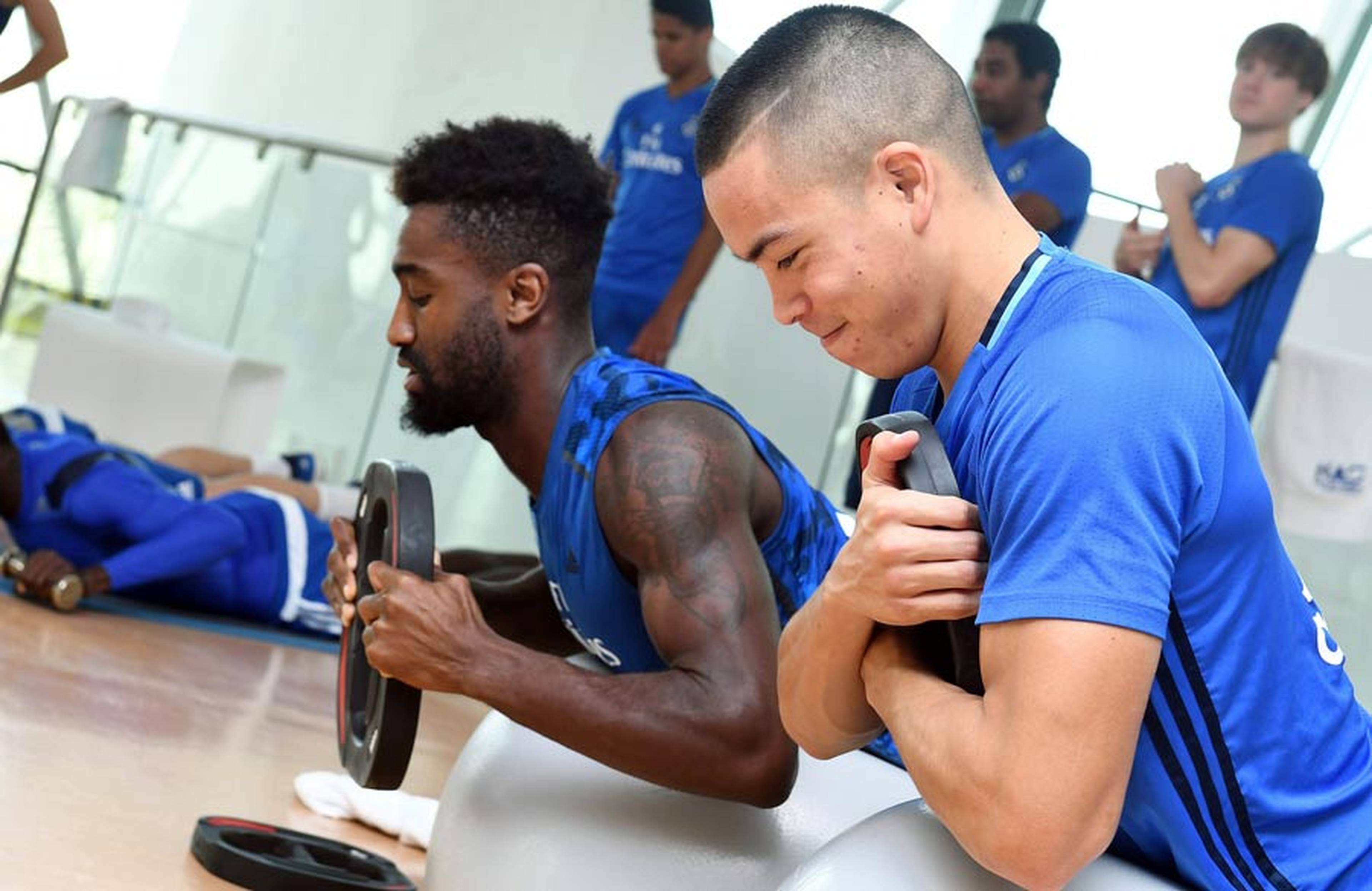 Bobby Wood pumping iron at the training complex.