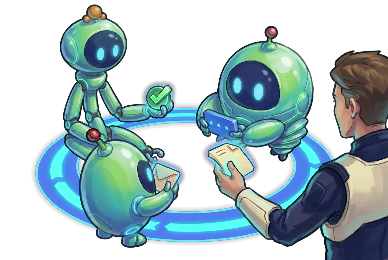 BAND robots working with a human operator in a shared channel loop