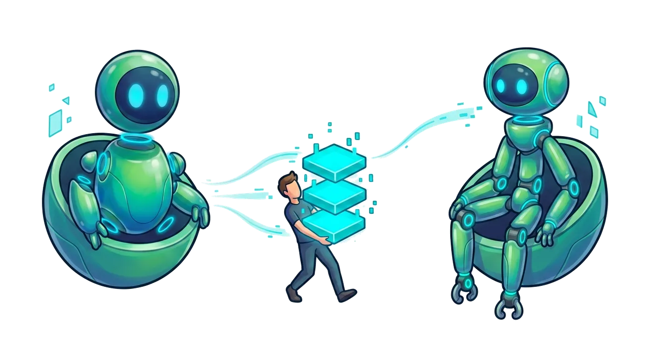 Human owner manually relays context between personal agents