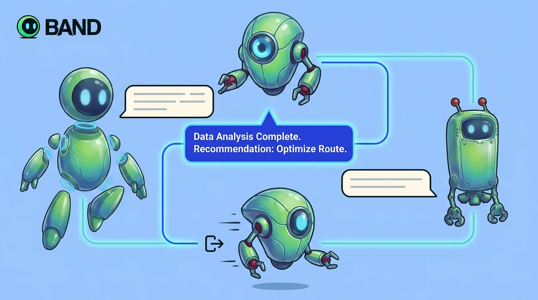 Multiple agents coordinating through simplified conversational threads instead of a rigid pipeline.
