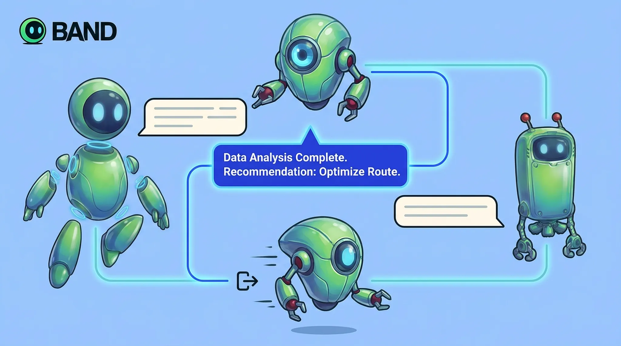 Multiple agents coordinating through simplified conversational threads instead of a rigid pipeline.