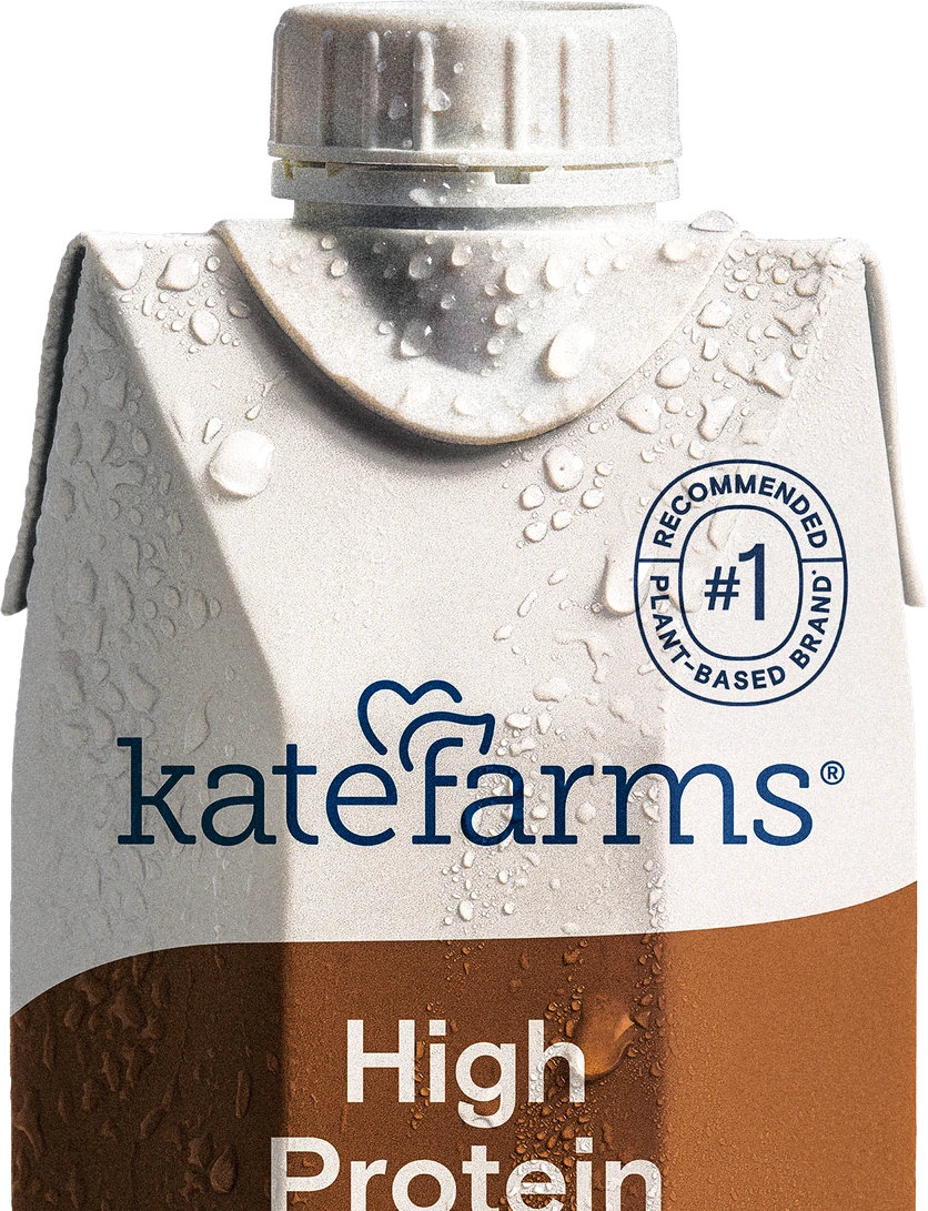 A carton of Kate Farms High Protein chocolate shake
