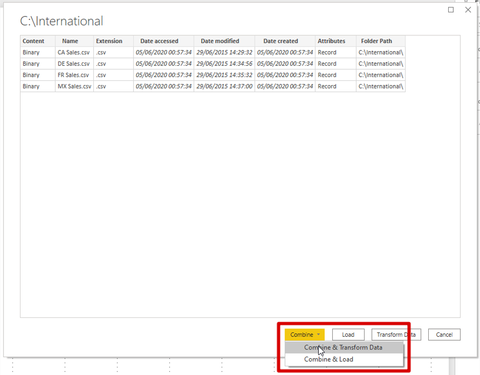 Power Bi Combine Files