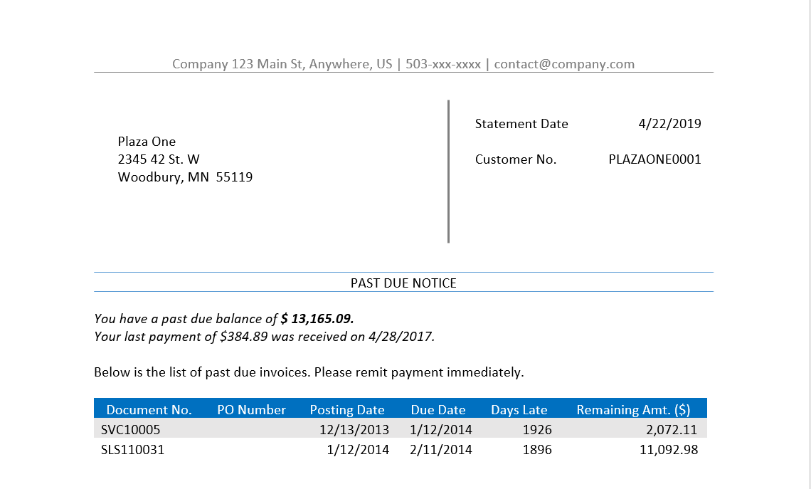 Past Due Notice in Word