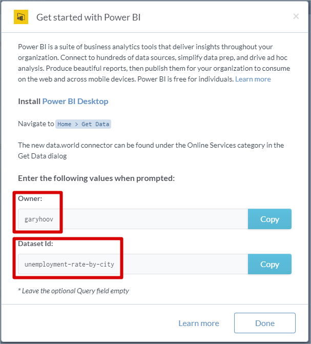 Power Bi Dialog Box