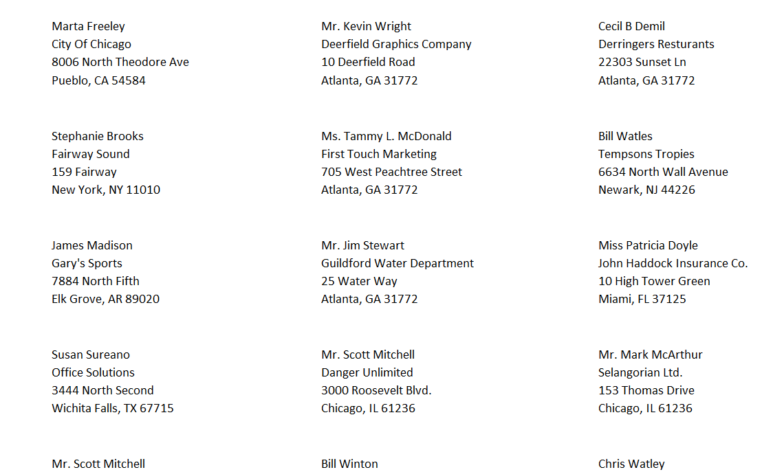 Customer Address Labels