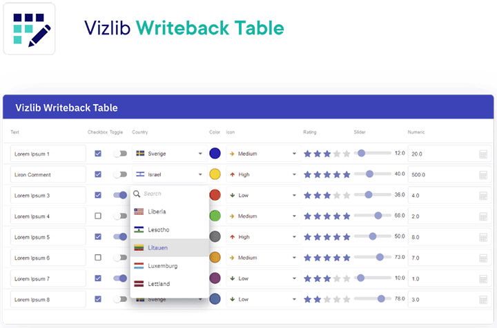 Vizlib writeback table