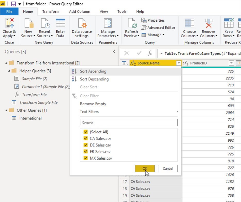 Power Bi Column Source