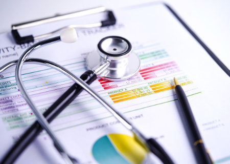 Stethoscope and patient chart.