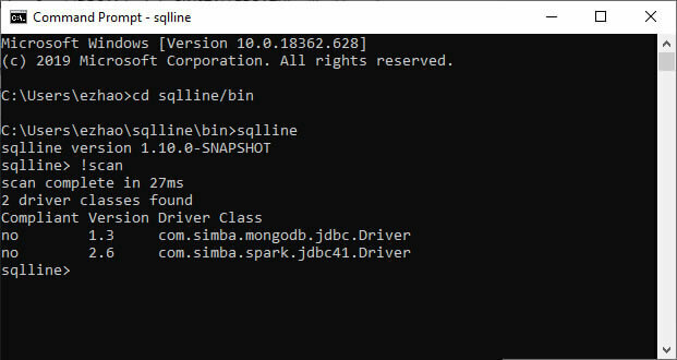Spark JDBC SQLline Drivers