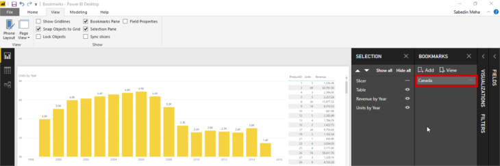 Power Bi Bookmark 1