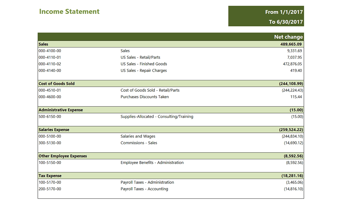 GL Simple Income Statement