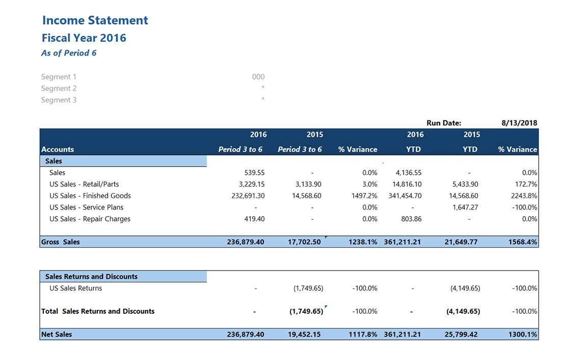 GL Income Statement