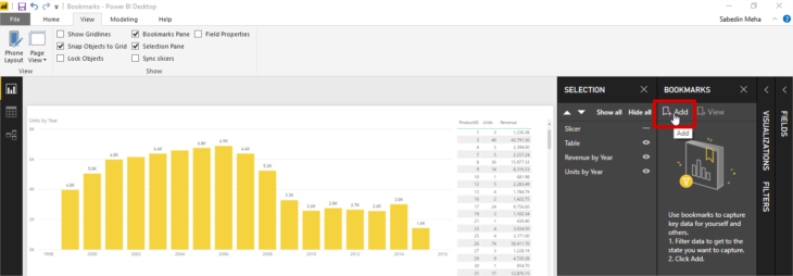 Power Bi Click Add
